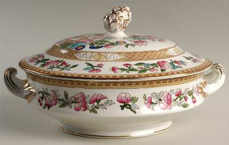 Indian Tree (Smooth, Gold) Round Covered Vegetable