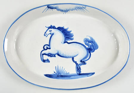 Blue Horse 16" Oval Serving Platter