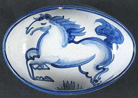 Blue Horse 9" Oval Vegetable Bowl