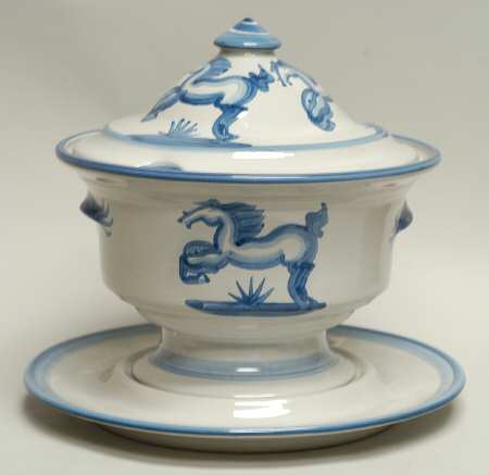 Blue Horse Tureen & Lid w/Underplate