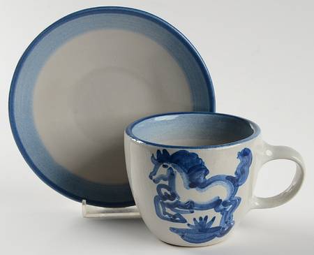 Blue Horse Flat Cup & Saucer Set