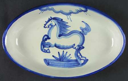 Blue Horse 11" Oval Serving Platter