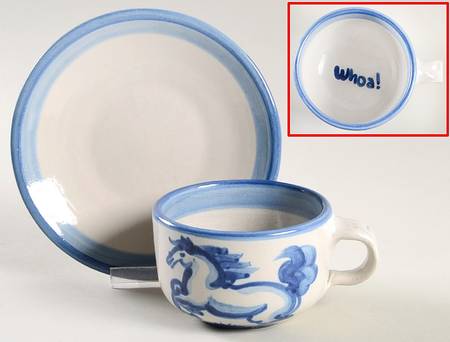 Blue Horse Flat Cup & Saucer Set