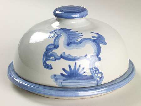 Blue Horse Round Covered Butter