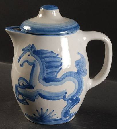 Blue Horse Mini Coffee Pot & Lid