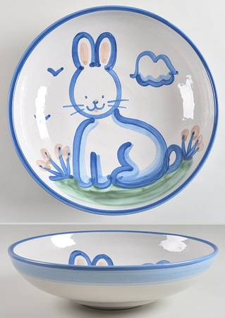 Country Scene Blue 10" Large Salad Serving Bowl
