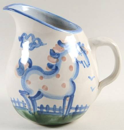 Country Scene Blue 16 Oz Pitcher