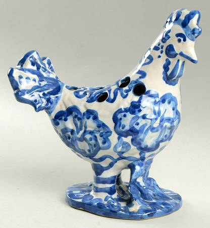 Country Scene Blue Flower Arranger