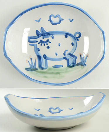 Country Scene Blue 11" Venetian Bowl