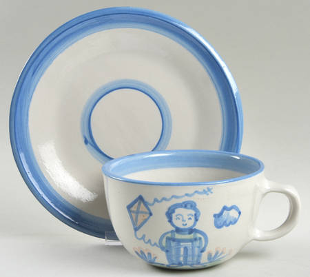 Country Scene Blue Oversized Cup & Saucer Set