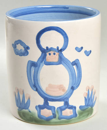 Country Scene Blue Utensil Holder