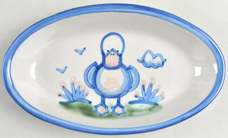 Country Scene Blue 9" Oval Serving Platter