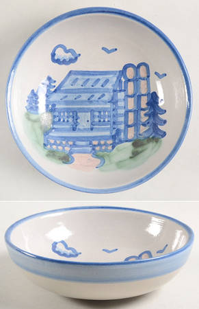 Country Scene Blue Coupe Soup Bowl