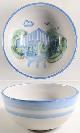 Country Scene Blue 8" Salad Serving Bowl