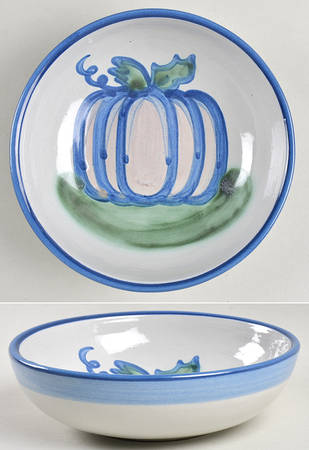 Country Scene Blue Coupe Soup Bowl