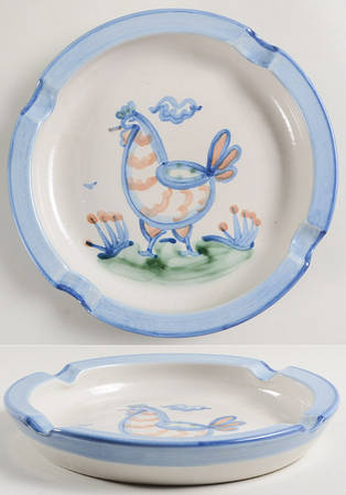 Country Scene Blue 9" Round Ashtray
