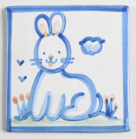 Country Scene Blue Square Cork Back Trivet