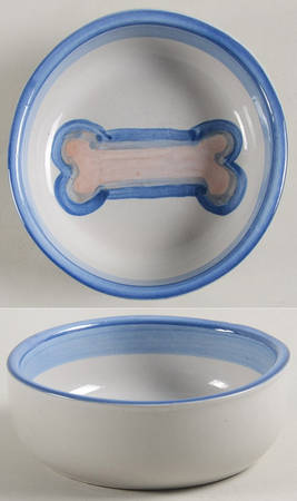 Country Scene Blue Pet Bowl