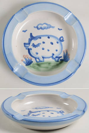 Country Scene Blue 7" Ashtray