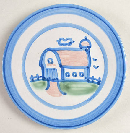 Country Scene Blue Salad/Dessert Plate