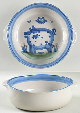 Country Scene Blue 8" Round Open Casserole