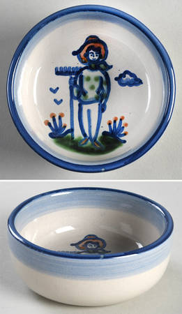 Country Scene Blue Fruit/Dessert (Sauce) Bowl