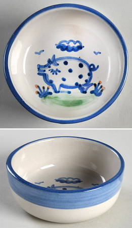 Country Scene Blue Fruit/Dessert (Sauce) Bowl