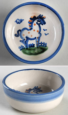 Country Scene Blue Fruit/Dessert (Sauce) Bowl