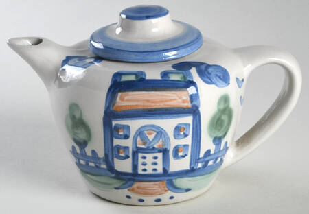 Country Scene Blue Mini Teapot & Lid