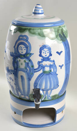 Country Scene Blue (3 Pc) Samovar w/Stand Set