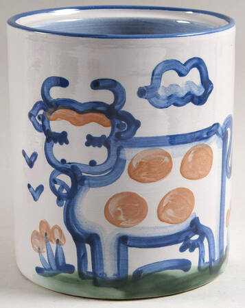 Country Scene Blue Large Canister No Lid