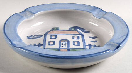 Country Scene Blue 7" Ashtray