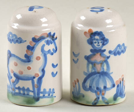 Country Scene Blue Salt & Pepper Set