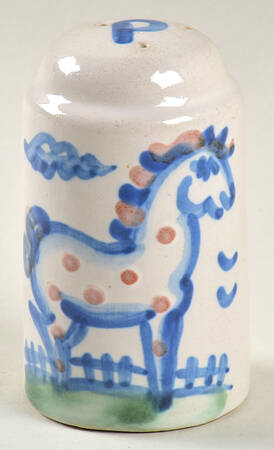Country Scene Blue Pepper Shaker