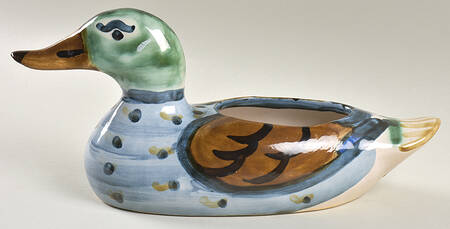 Country Scene Blue Duck Figurine