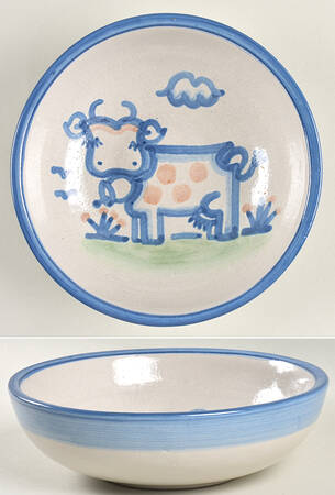 Country Scene Blue Coupe Soup Bowl