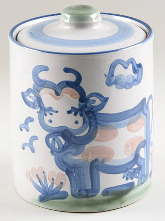 Country Scene Blue Large Canister & Lid