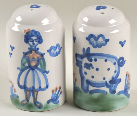 Country Scene Blue Oversized Salt & Pepper Set