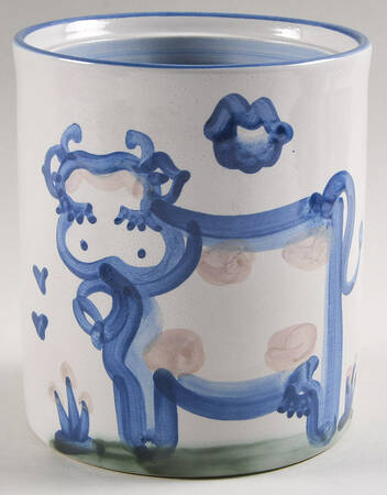 Country Scene Blue Medium Canister No Lid