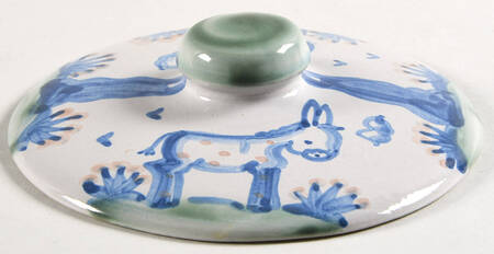 Country Scene Blue Lid for 1.50 Pt Round Casserole