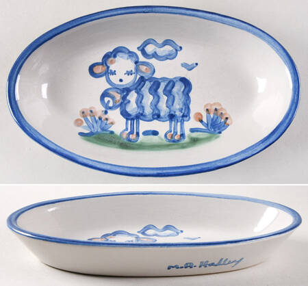Country Scene Blue 9" Oval Serving Platter