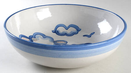 Country Scene Blue 11" Pasta Serving Bowl