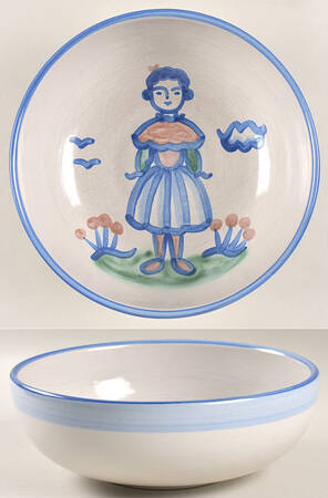 Country Scene Blue 8" Round Vegetable Bowl