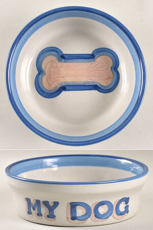 Country Scene Blue Pet Bowl