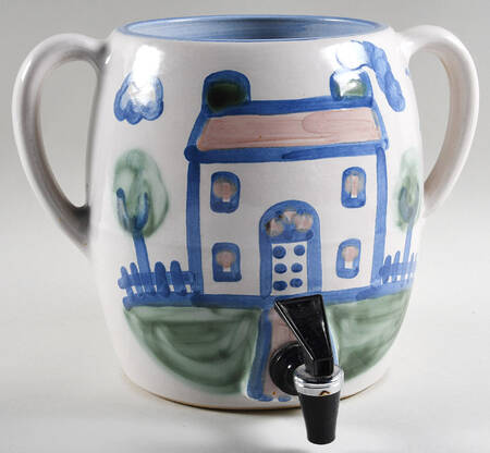 Country Scene Blue Samovar No Lid