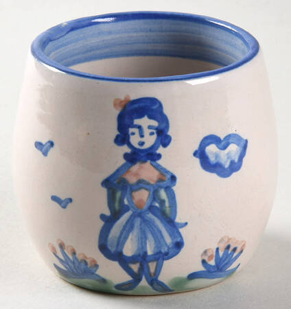 Country Scene Blue Sugar Bowl No Lid