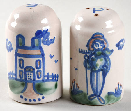 Country Scene Blue Salt & Pepper Set