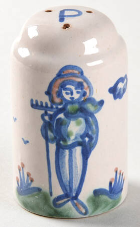 Country Scene Blue Pepper Shaker