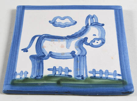 Country Scene Blue 6" Individual Ceramic Tile Insert