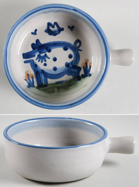 Country Scene Blue Large Porringer No Lid